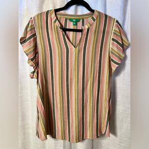 Dip Striped Multicolor Blouse Size Large